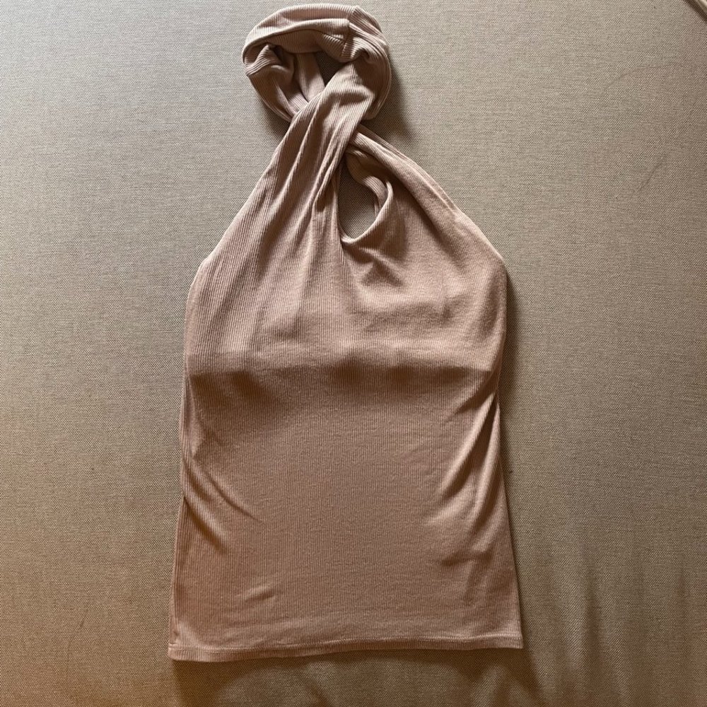 ENZA COSTA Cross Front Knit Halter Top